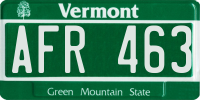 VT license plate AFR463