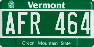 VT license plate AFR464