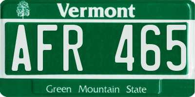 VT license plate AFR465