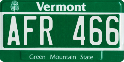 VT license plate AFR466