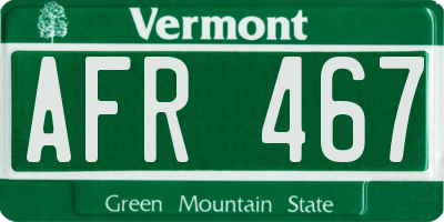 VT license plate AFR467
