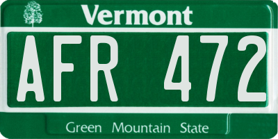 VT license plate AFR472