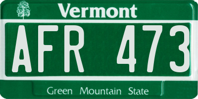 VT license plate AFR473
