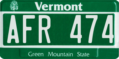 VT license plate AFR474