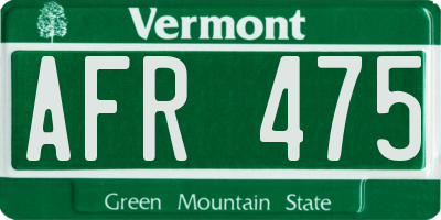 VT license plate AFR475
