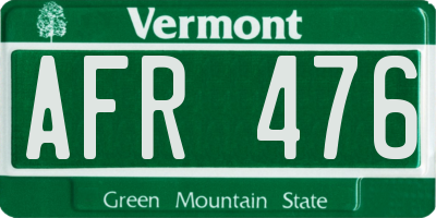VT license plate AFR476