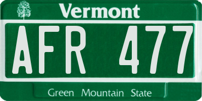 VT license plate AFR477
