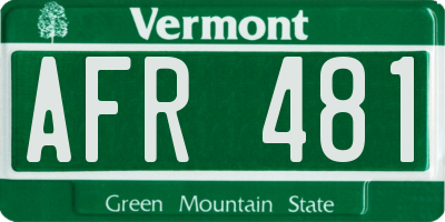 VT license plate AFR481