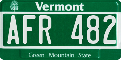 VT license plate AFR482