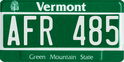 VT license plate AFR485