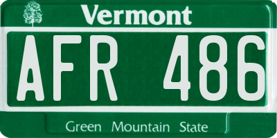 VT license plate AFR486