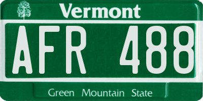 VT license plate AFR488