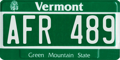 VT license plate AFR489