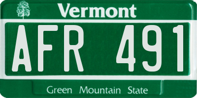 VT license plate AFR491