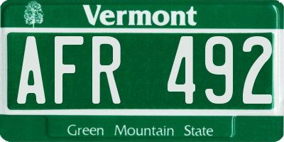 VT license plate AFR492