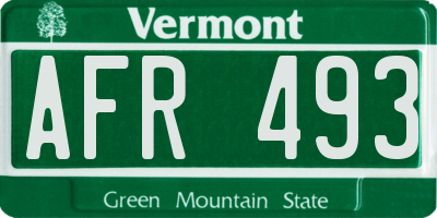 VT license plate AFR493
