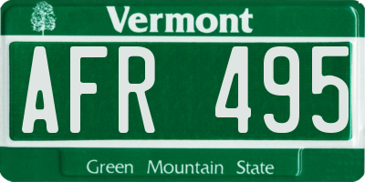 VT license plate AFR495