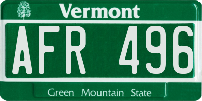 VT license plate AFR496