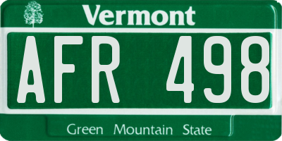 VT license plate AFR498