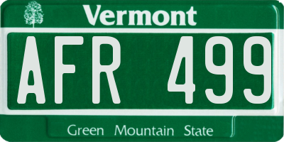 VT license plate AFR499