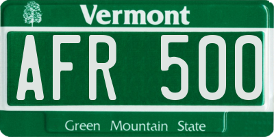 VT license plate AFR500