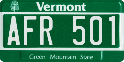 VT license plate AFR501