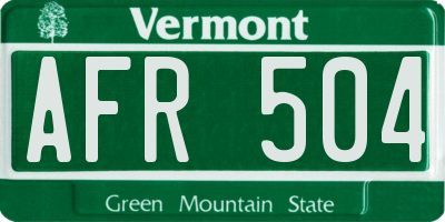 VT license plate AFR504
