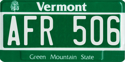 VT license plate AFR506