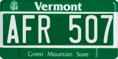 VT license plate AFR507