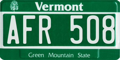 VT license plate AFR508