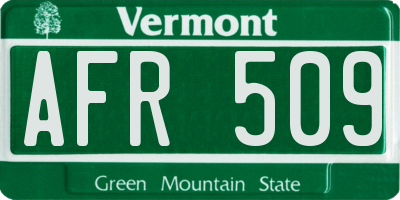VT license plate AFR509