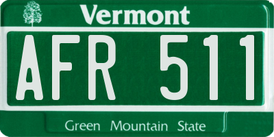 VT license plate AFR511