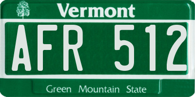 VT license plate AFR512