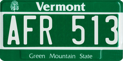 VT license plate AFR513