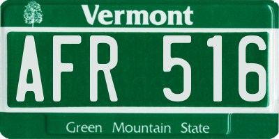 VT license plate AFR516