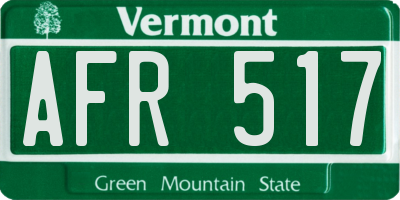 VT license plate AFR517