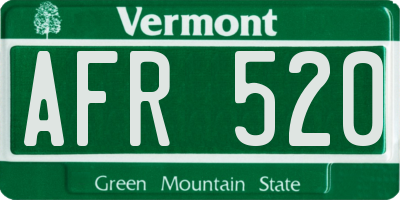 VT license plate AFR520