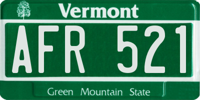 VT license plate AFR521