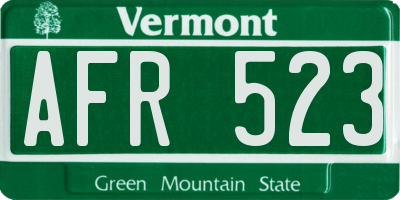 VT license plate AFR523