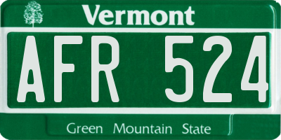 VT license plate AFR524
