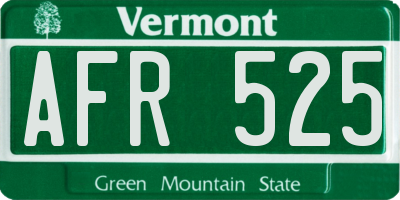 VT license plate AFR525