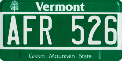 VT license plate AFR526