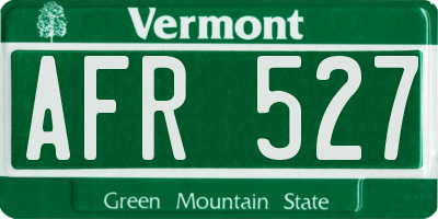 VT license plate AFR527