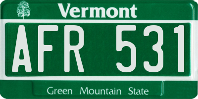 VT license plate AFR531