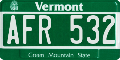 VT license plate AFR532