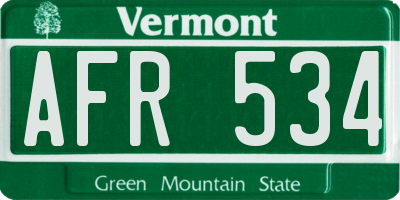 VT license plate AFR534