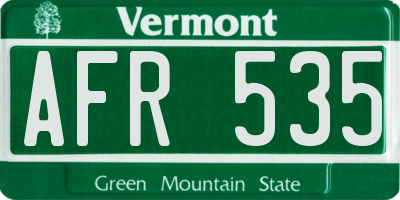 VT license plate AFR535