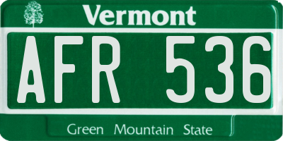 VT license plate AFR536