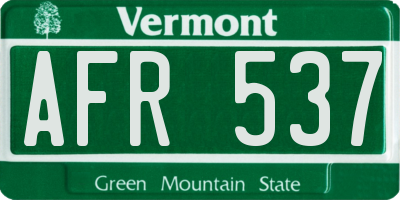 VT license plate AFR537