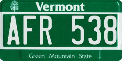 VT license plate AFR538